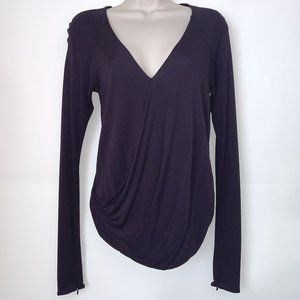 NWOT Ramy Brook Dark Navy Blue V Neck Long Sleeve Blouse XS